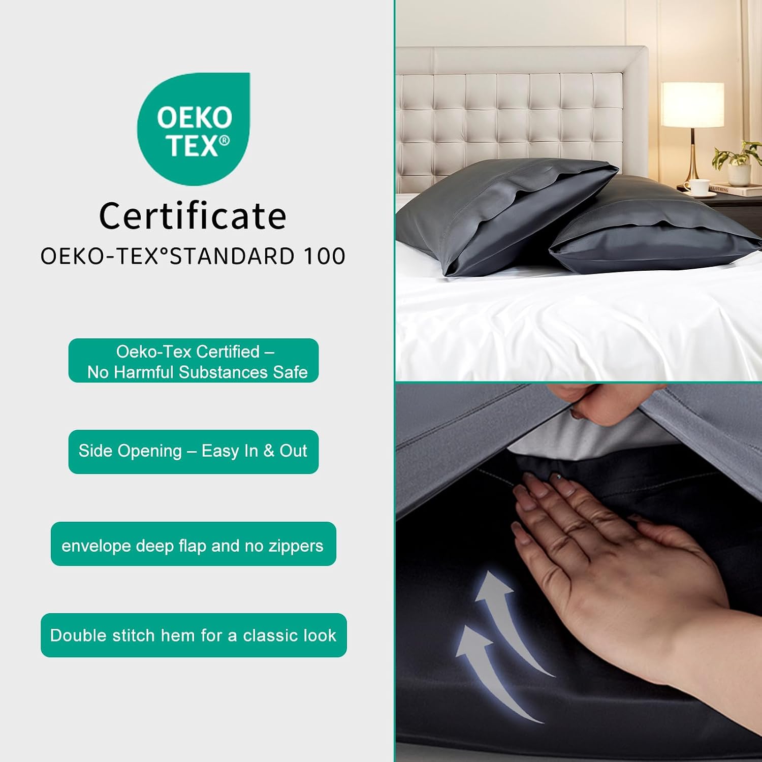 Stnomyhome 100% Eucalyptus Tencel Lyocell Cooling Pillowcase Set of 2, Moisture Wicking, Temperature Regulating, Soft &Smooth Sateen Pillow…