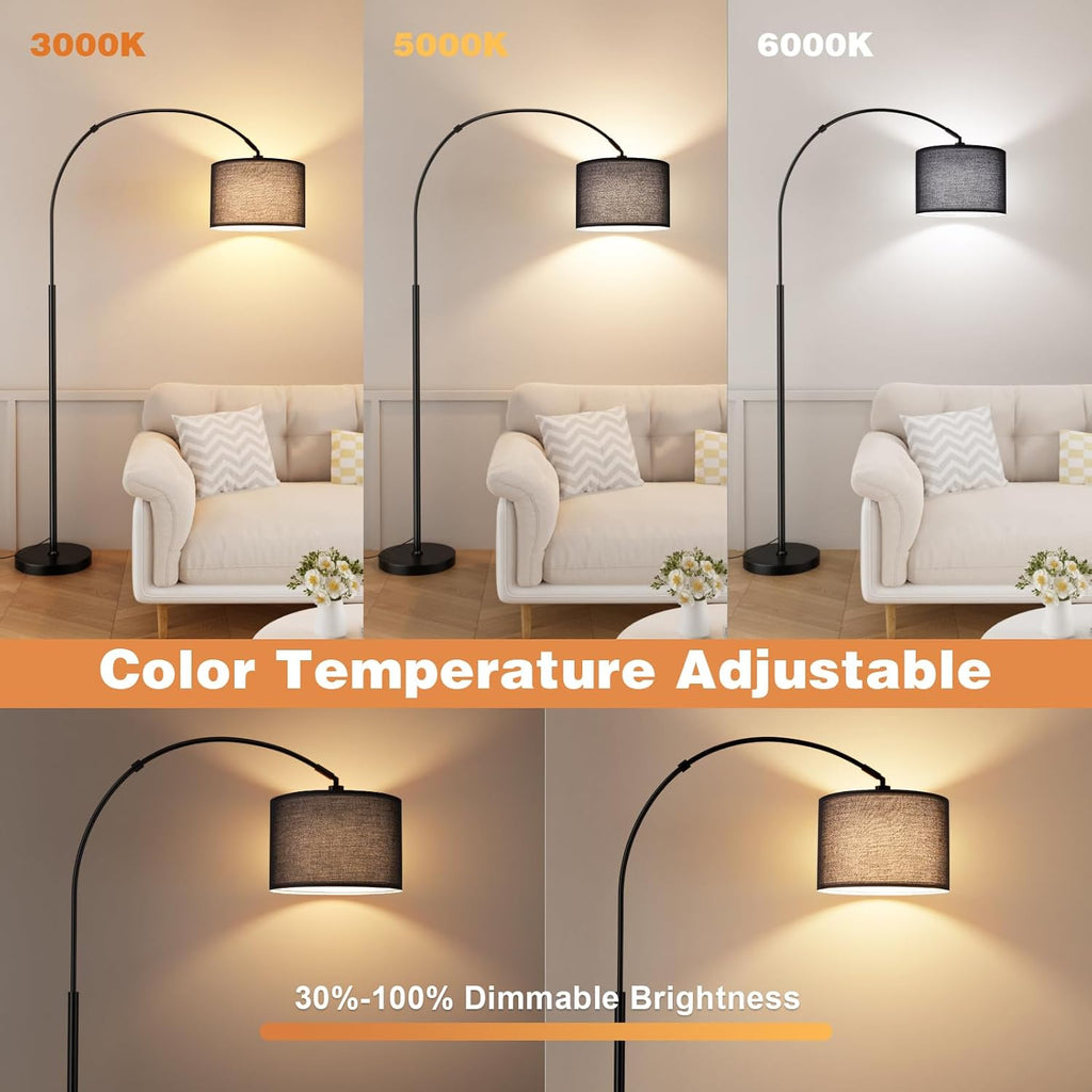 Ambimall Dimmable Arc Floor Lamp with Remote, Color Temperatures and Brightness Adjustable, Arched Floor Lamp with Rotating Head, Over…