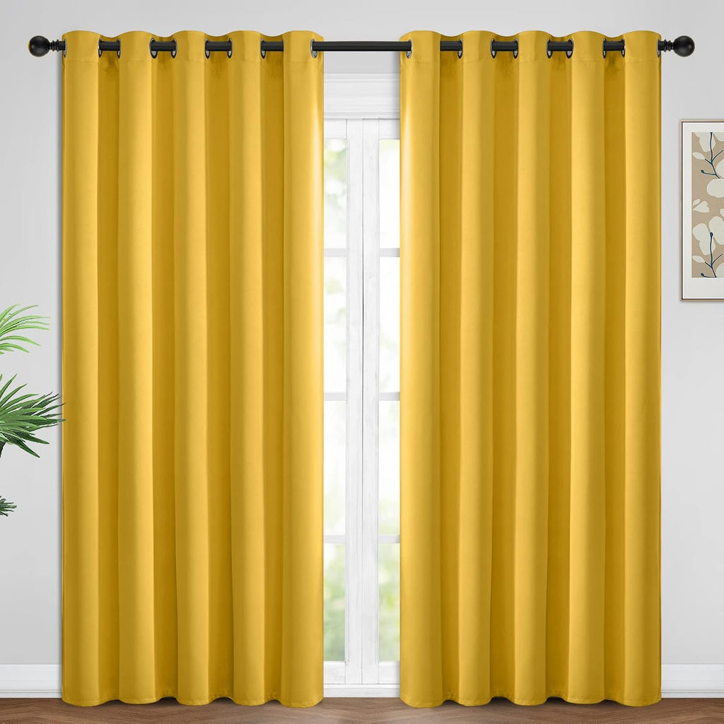 Yakamok Blackout Curtains Room Darkening Thermal Insulated Window Panels, Solid Grommet Top Drapes for Bedroom/Living Room(62Wx96L…