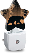 Rustic Woodland Bear Plug in Star Night Light, Night Light with Sensor for Kids Nursery Bedroom, Decorative Soft Glow Lamp for Hallway…