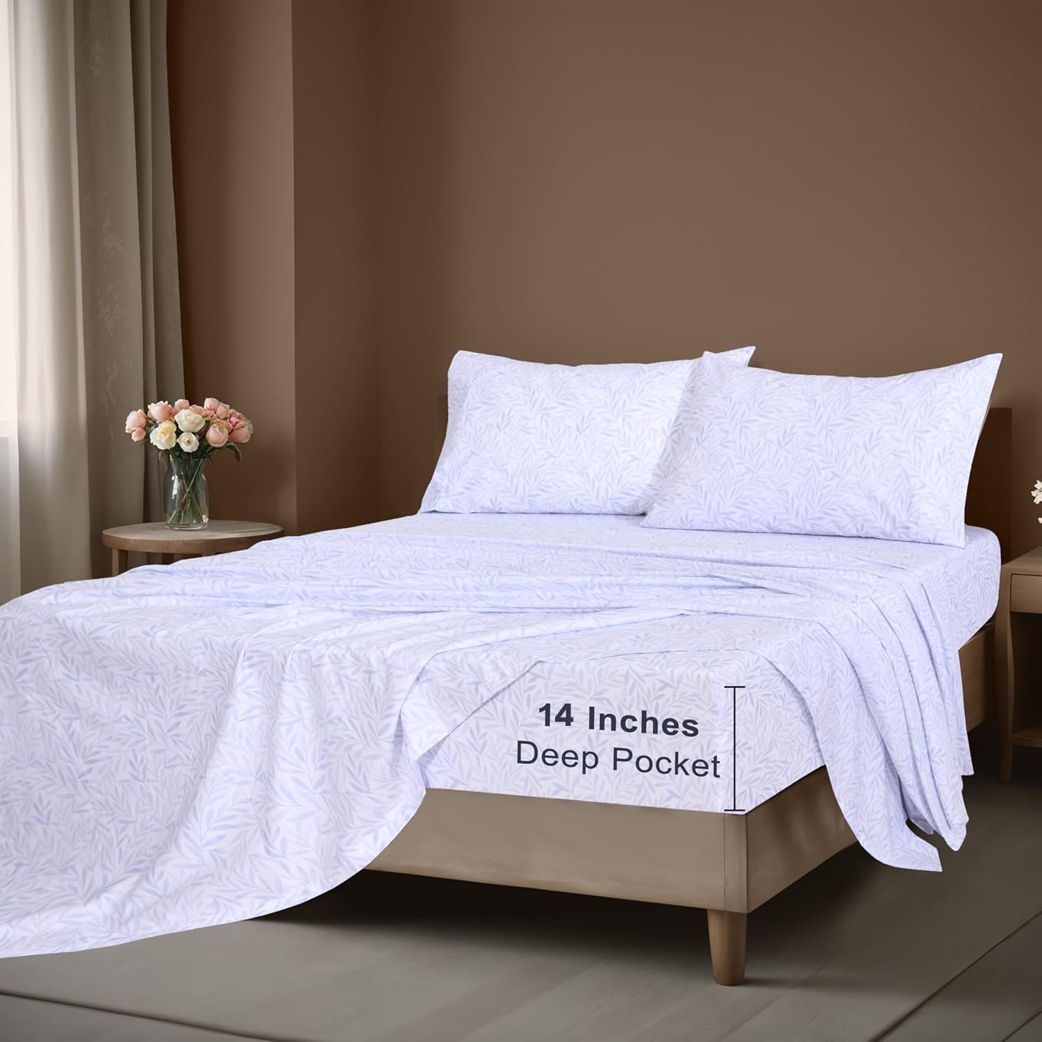 Zoyer 100% Cotton Sheets – California King Percale Bedding, Cooling & Breathable, Durable with a Crisp, Soft & Comfortable Feel, 14" Deep P…