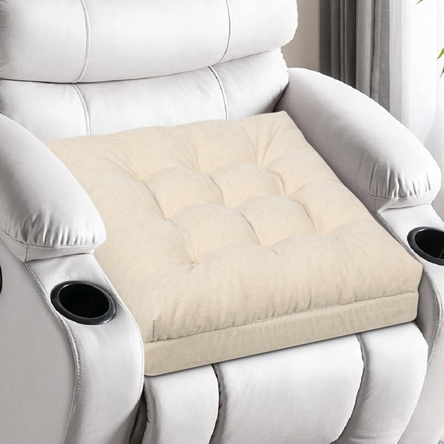 Recliner Cushions for Elderly, 20x20x5 Inch Thick Chair Cushion Patent Design Soft Tufted Dual Layer Booster Seat Cushions for Seniors…