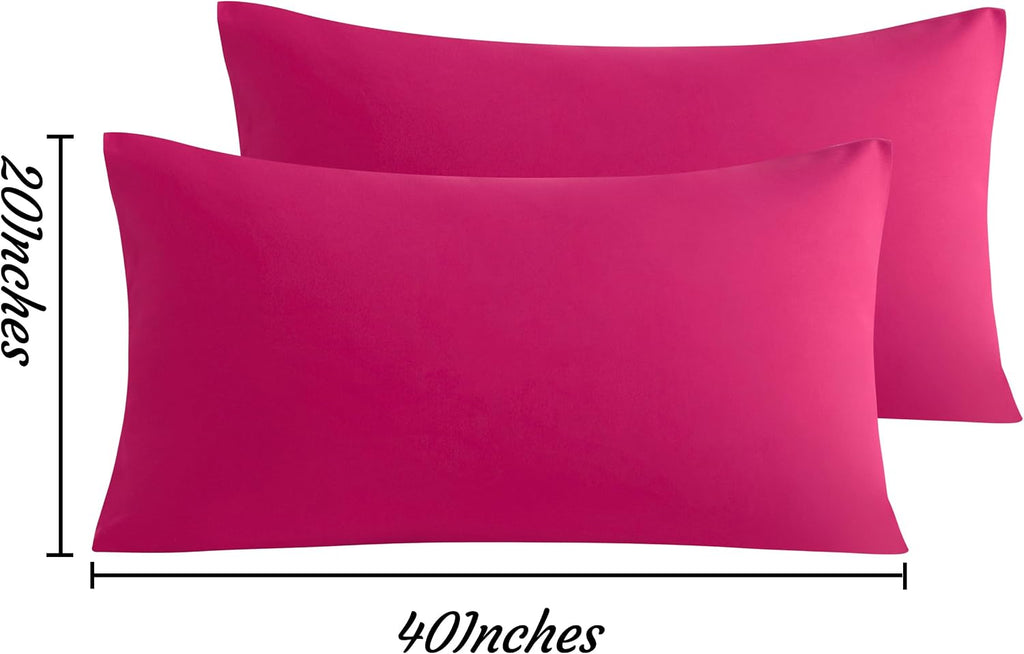 Ntbay King Pillow Cases Set of 2, 2 Pack Brushed Microfiber 20x40 Pillow Cases, Soft, Wrinkle, Fade, Stain Resistant Magenta Pillow Cases w…