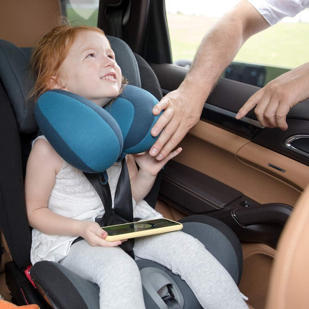 Infanzia Chin Supporting Travel Neck Pillow, Comfortably Supports and Helps Support Head and Neck - Gifts for Toddler/Child/Kids, Blue Cott…