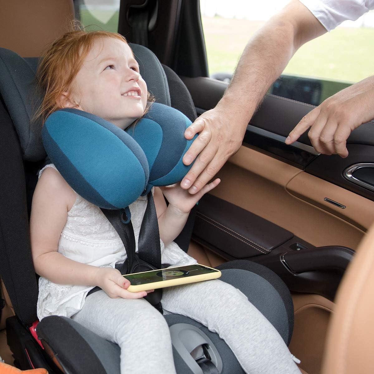 Infanzia Chin Supporting Travel Neck Pillow, Comfortably Supports and Helps Support Head and Neck - Gifts for Toddler/Child/Kids, Blue Cott…