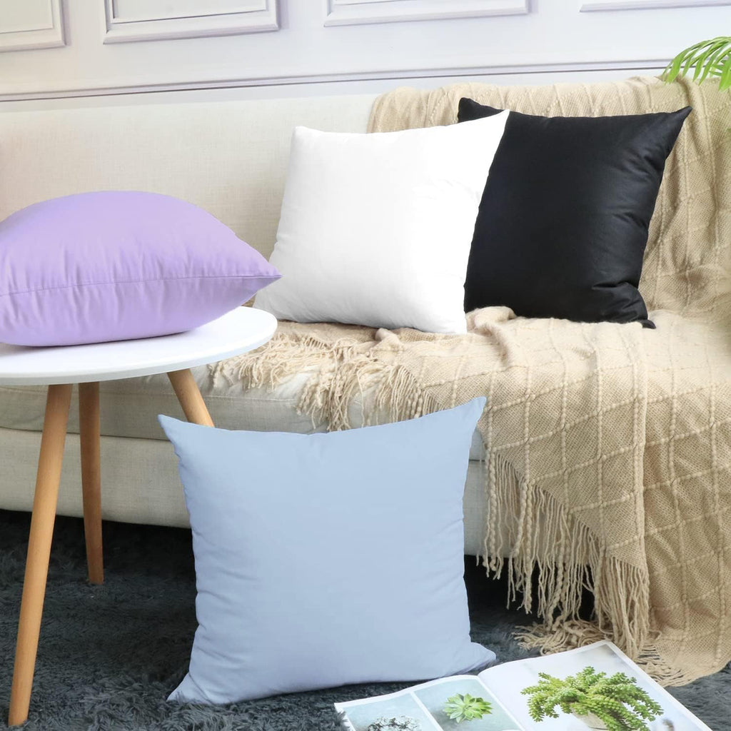 Thmyo 4-Pack 100% Cotton Comfortable Solid Decorative Throw Pillow Case, Square Cushion Cover Pillowcase Sublimation Blank Pillow Covers DI…