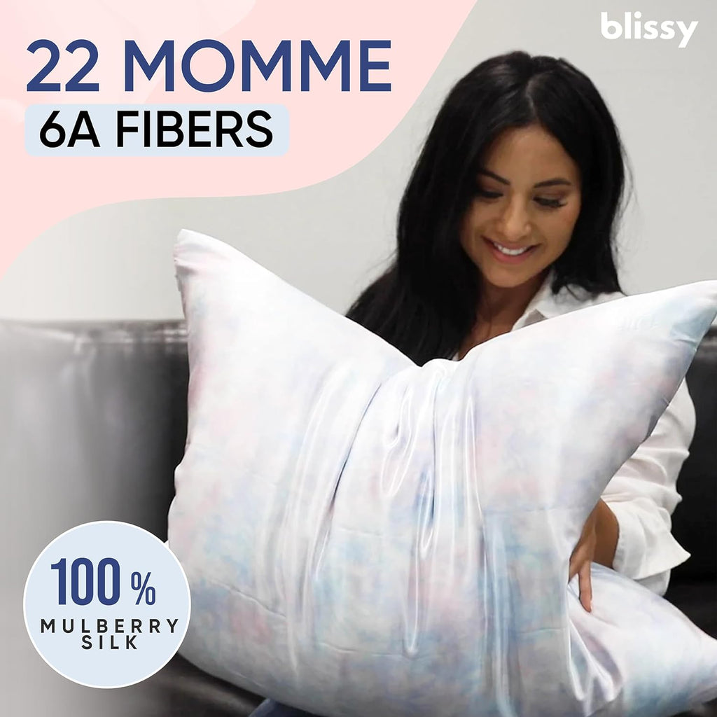 Blissy Silk Pillowcase - 100% Pure Mulberry Silk - 22 Momme 6A High-Grade Fibers - Silk Pillow Cover for Hair & Skin - Regular, Queen &…