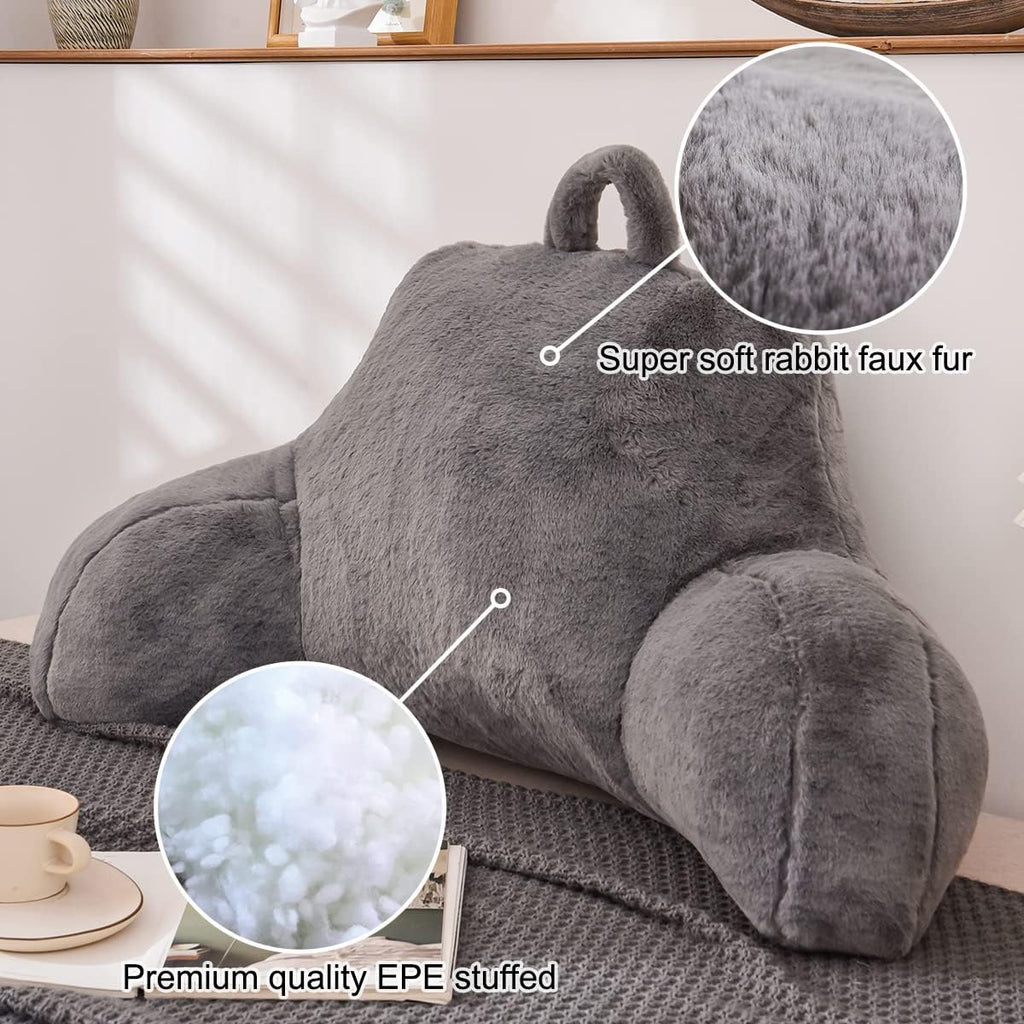 Holawakaka Large Reading Pillow for Sitting up in Bed Sofa Kids Teens, Backrest Pillow with Arms for Boys Girls Women Petites Pregnancy, Ba…