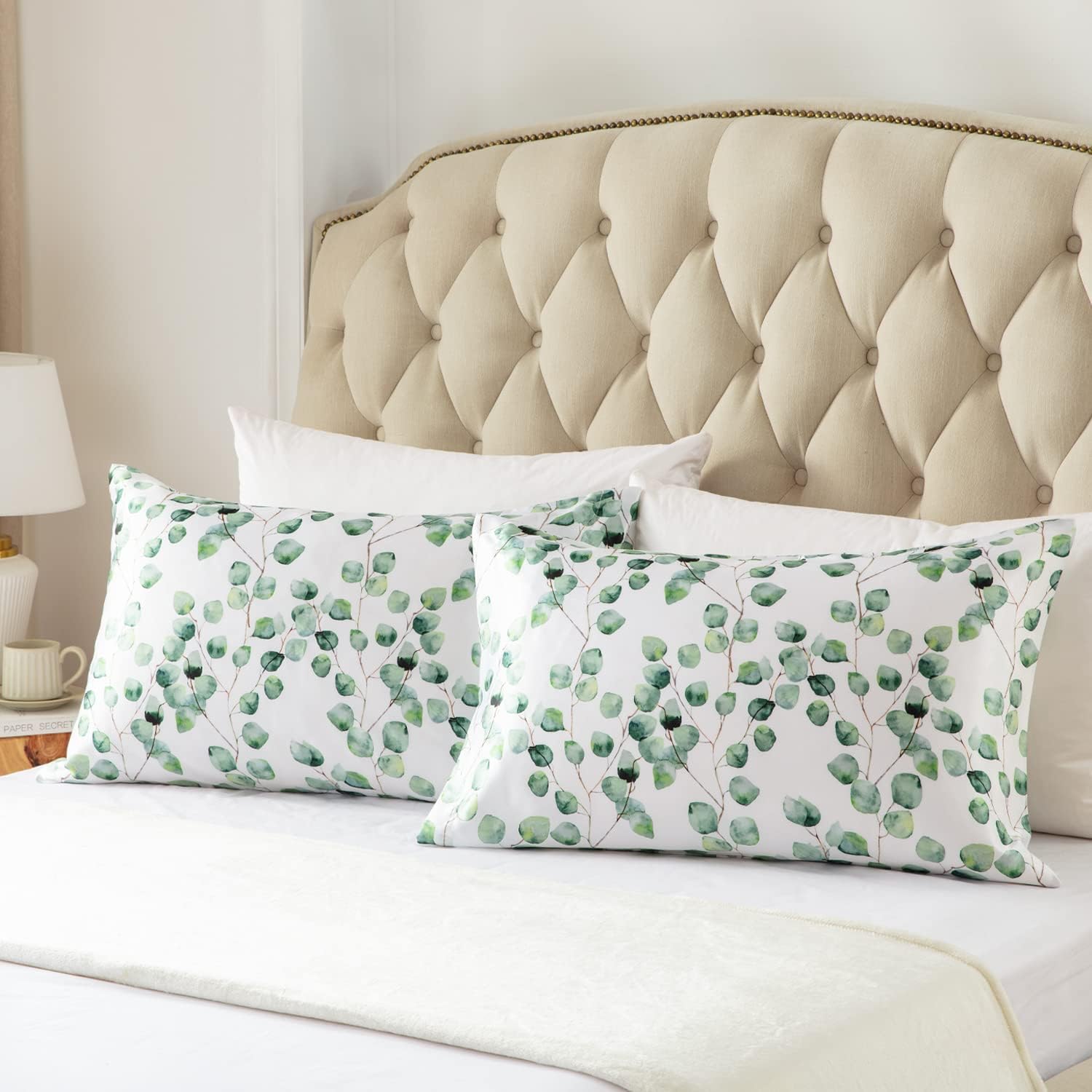 EXQ Home Silky Satin Pillowcase for Hair and Skin, Printed Pillow Cases Standard Size Set of 2 Satin Pillow Case 2 Pack with Envelope…