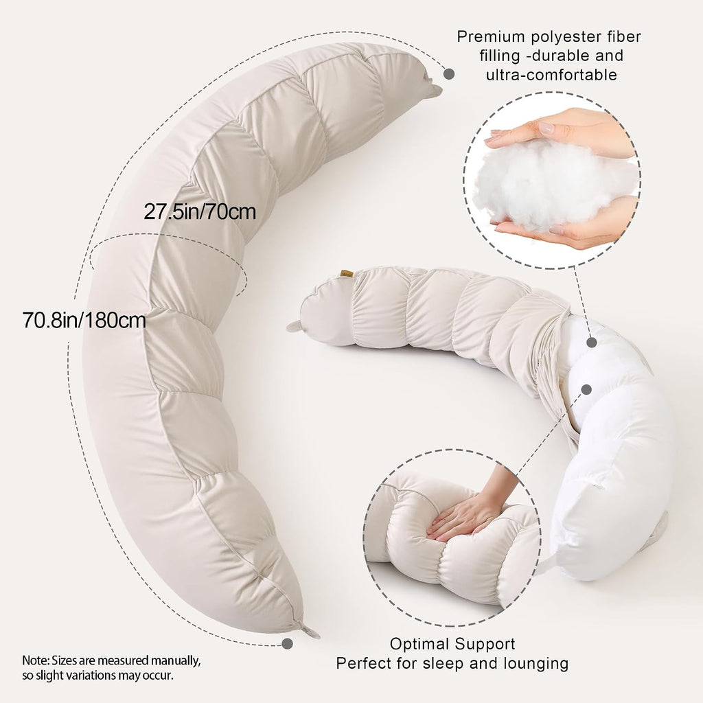 Peallow(Pat. Pend) – Long Round Body Pillow for Adults, Bolster Pillow for Sleeping, Soft and Supportive Pillow for Sleeping & Lumbar…