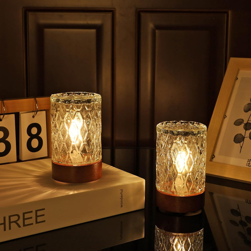 Battery Operated Light with Timer, Adult Night Lights for Bedroom, Mini Lamp for Lndoor Use in Bathroom, Hallway, Glass Decorative Warm…