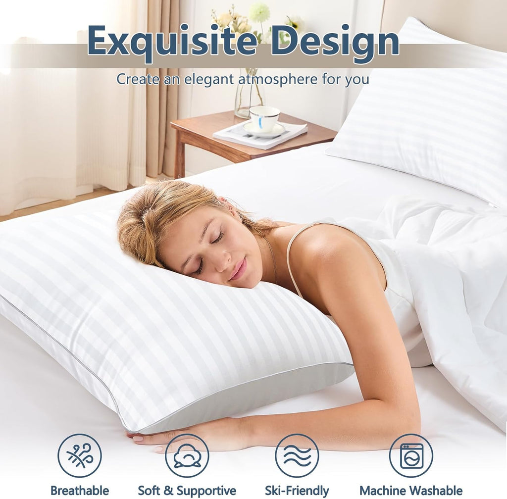 CozyLux Pillows Queen Size Set of 4, Cooling Hotel Quality Bed Pillows with Soft Down Alternative Fill for Side Back and Stomach Sleepers -…