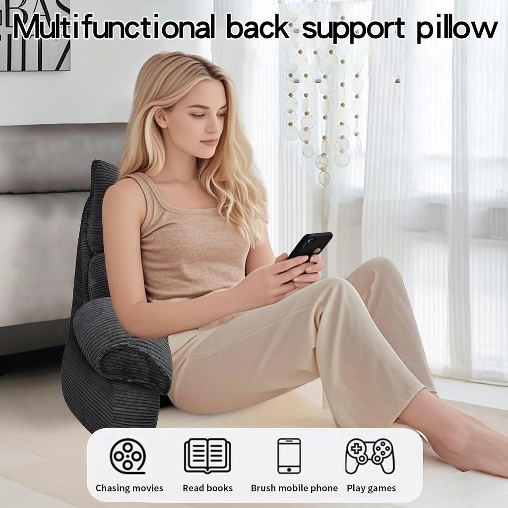 RRPAHWTV Reading Pillow for Bed with High Arm Rests, Back Support Pillow for Sitting Up in Bed with Shredded Memory Foam for Reading, TV…