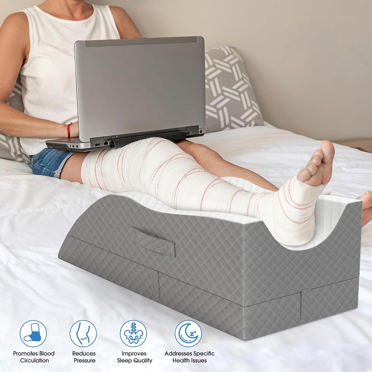 TranquilRelax TranquilRelax Elevation Pillows for Leg After Surgery, Memory Foam Adjustable Wedge Pillow for Injury or Rest, Ankle P…