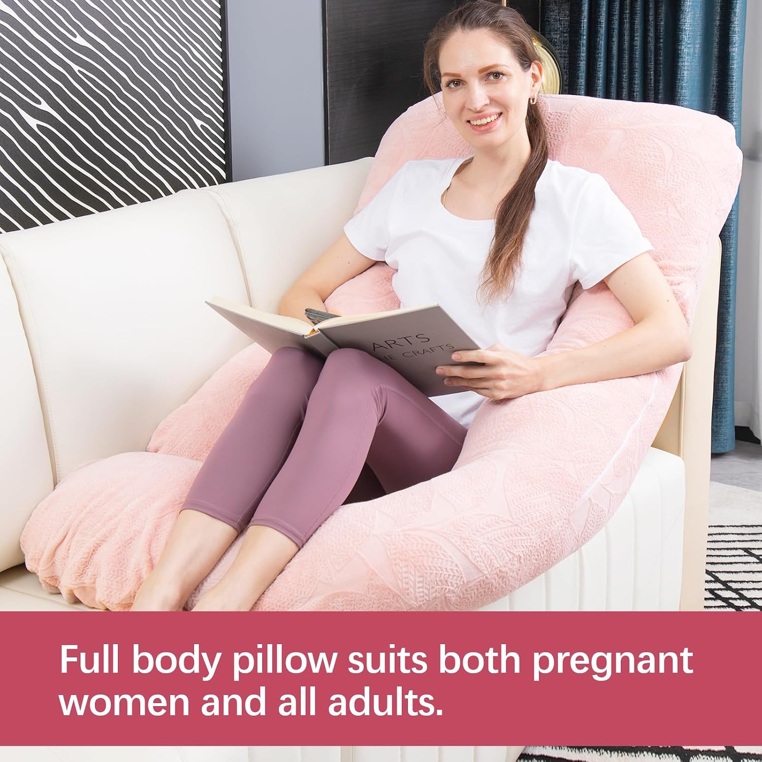 Moonpine MOON PINE Pregnancy Pillow, U Shaped Full Body Pillow for Maternity Support, Sleeping Pillow with Cover for Pregnant Women (Dusty…