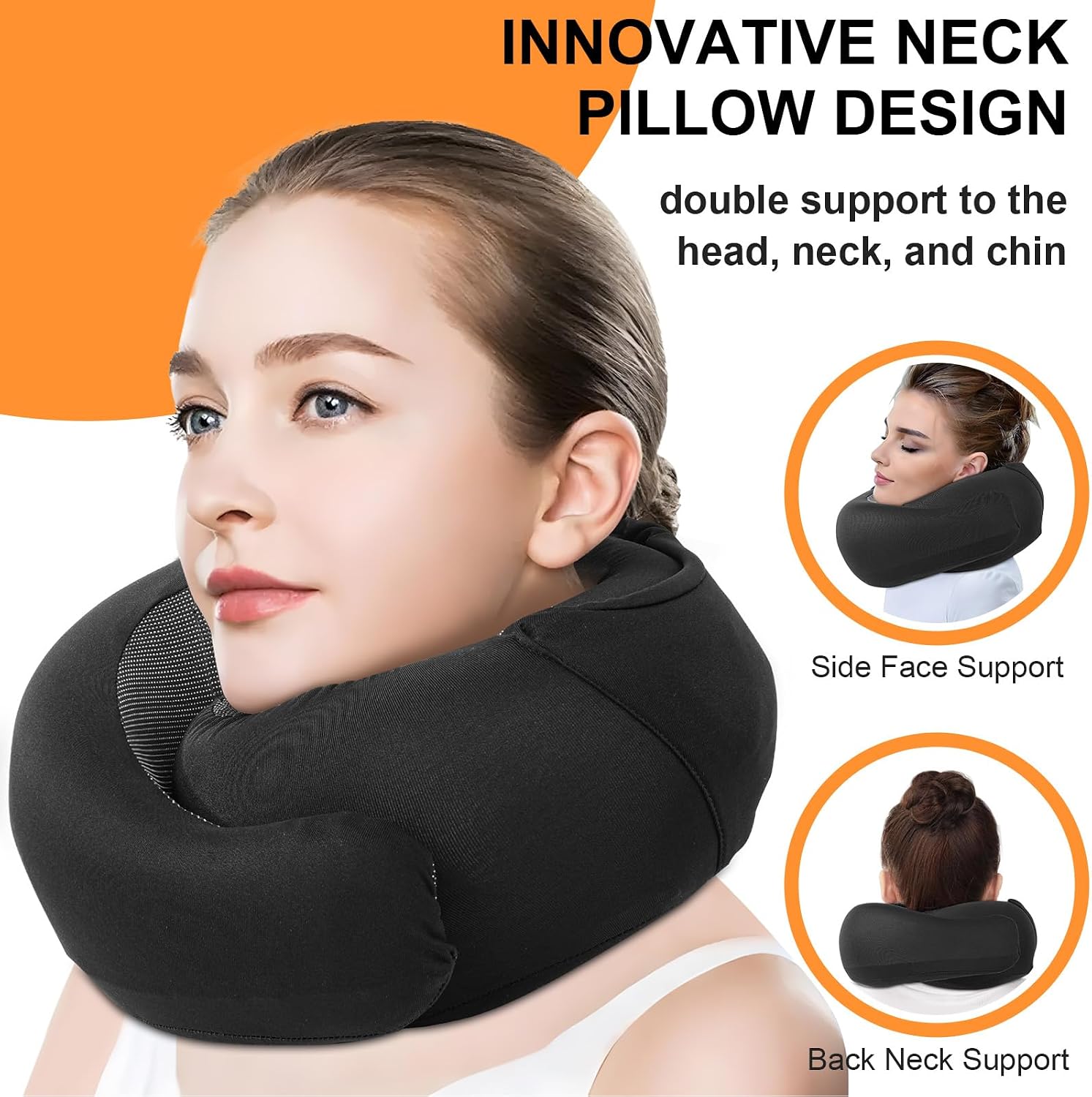 Vzpeun Travel Pillow - Hooded Neck Pillow Airplane Memory Foam Filling for Plane, Office, Cars Sleeping, Road Trip, Long Flights, Airplane…