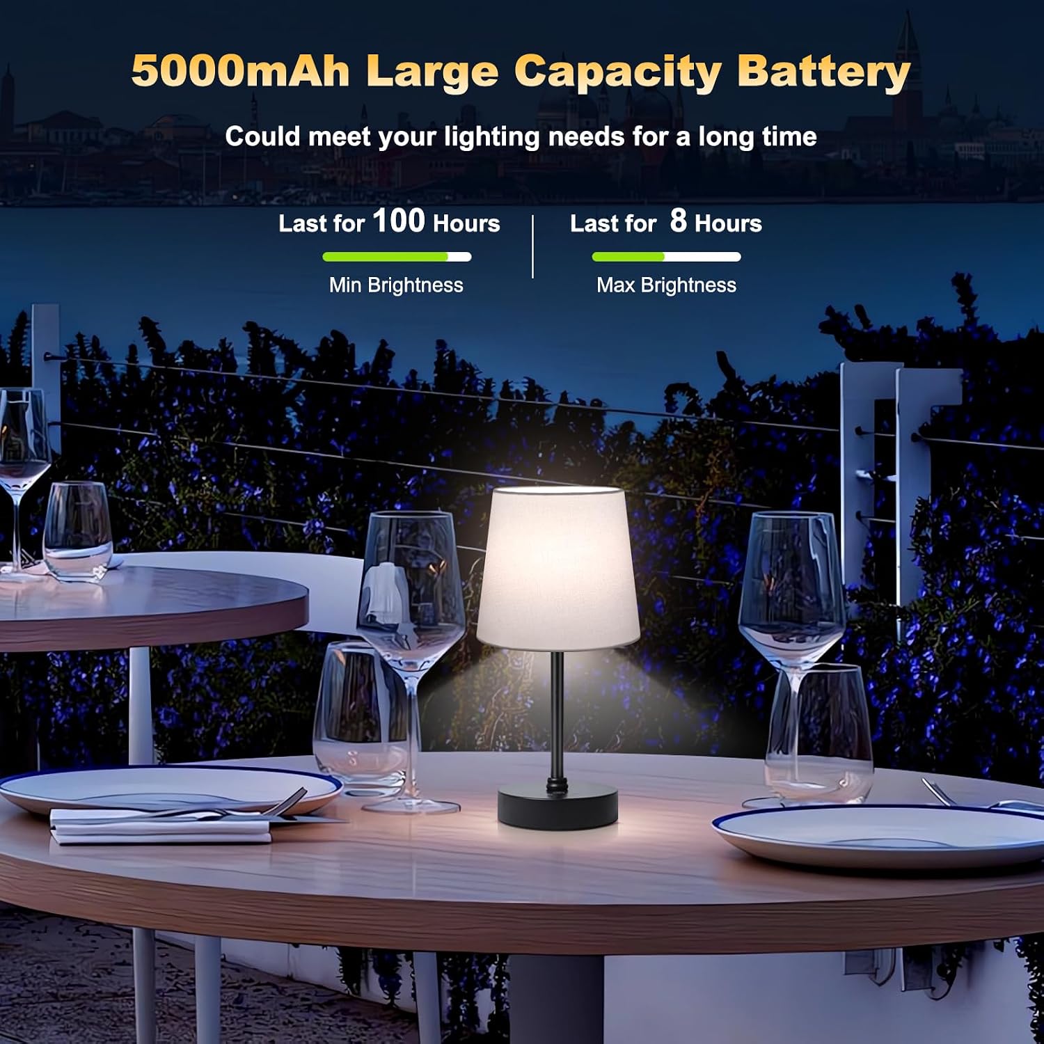 Wowag Small Cordless Table Lamp,5000mAh Rechargeable Battery Operated Desk Lamp,3 Colors & 7 RGB Stepless Dimmable, Portable Touch…