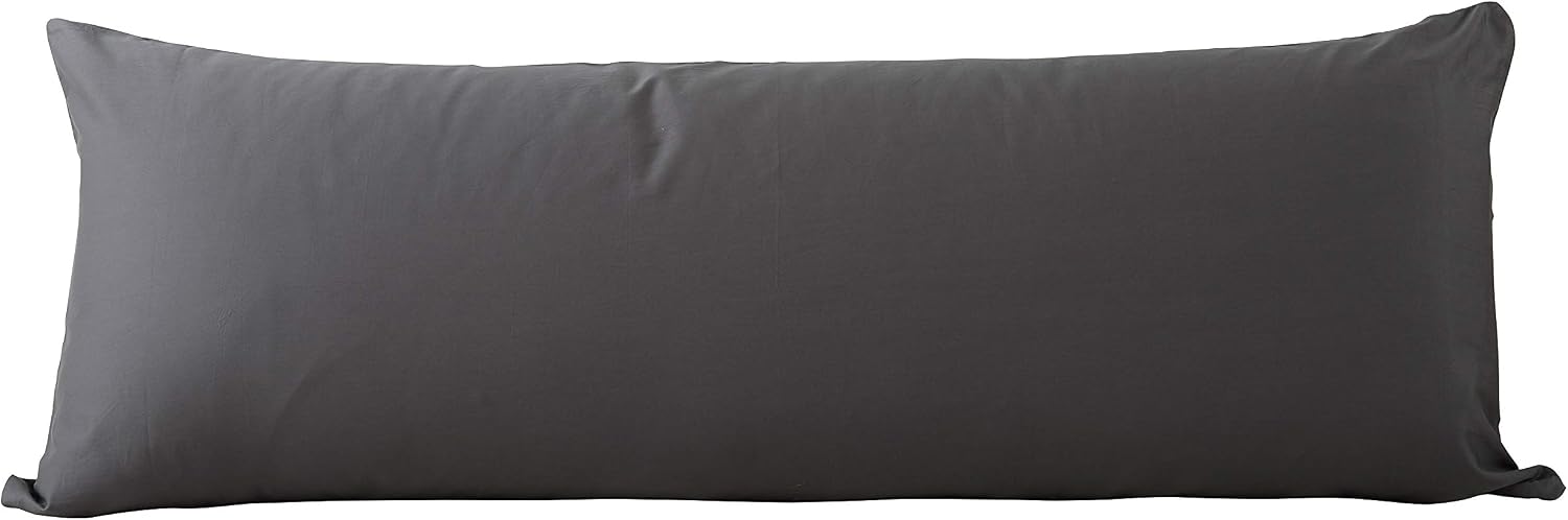 Evolive 300 Thread Count 100% Cotton Body Pillow Cover, 21" x 54", Soft Breathable Replacement Pillow Case with Hidden Zipper Closure (Char…