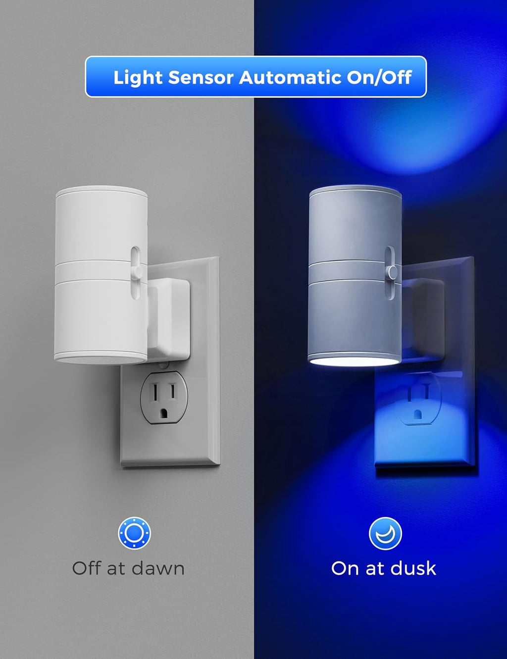 L LOHAS LED Night Light, Blue Night Lights Plug into Wall, Light Sensor, Dimmable Night Light, Calm Blue Nightlights for Home Decor…