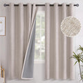 YoungsTex 72 Inches Long Linen 100% Blackout Curtains for Bedroom, Beige Thermal Insulated Drapes with Grommet Room Darkening for Farmhouse…