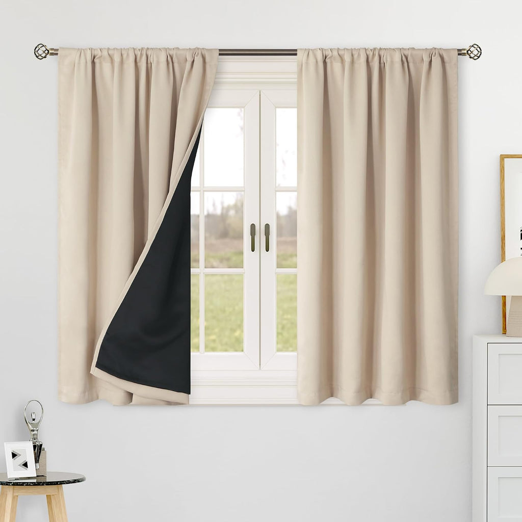 BGment Blackout Curtains 48 Inches Long, Privacy RV Draperies for Small Windows Thermal Insulated Room Darkening Rod Pocket and Back Tab…