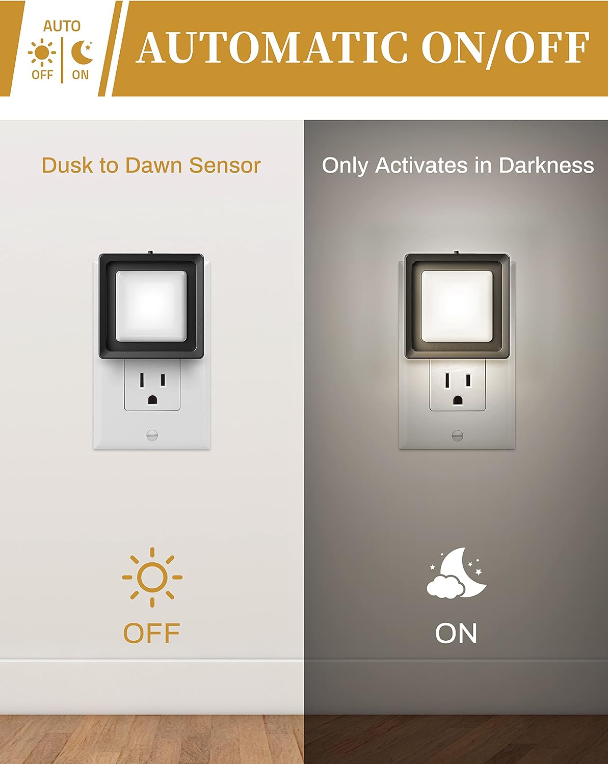 DORESshop LED Night Light, Plug-in [4 Pack], Dusk to Dawn Sensor, Night Lights Plug into Wall for Bedroom, Bathroom, Toilet, Stairs…