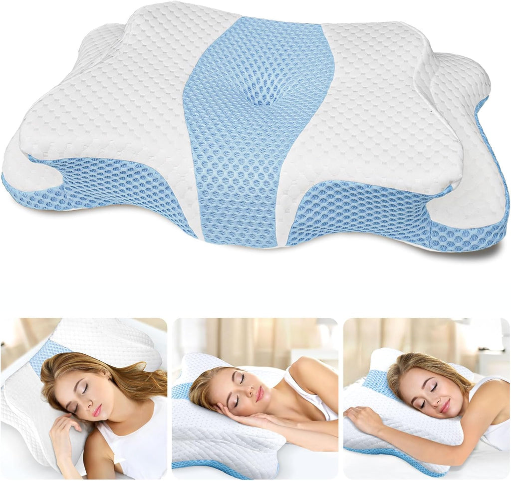 CHxxy Memory Foam Pillows, Cervical Pillow for Neck and Shoulder, Ergonomic Contour Bed Pillow, Soft for Side Sleep Stomach Sleeping and B…