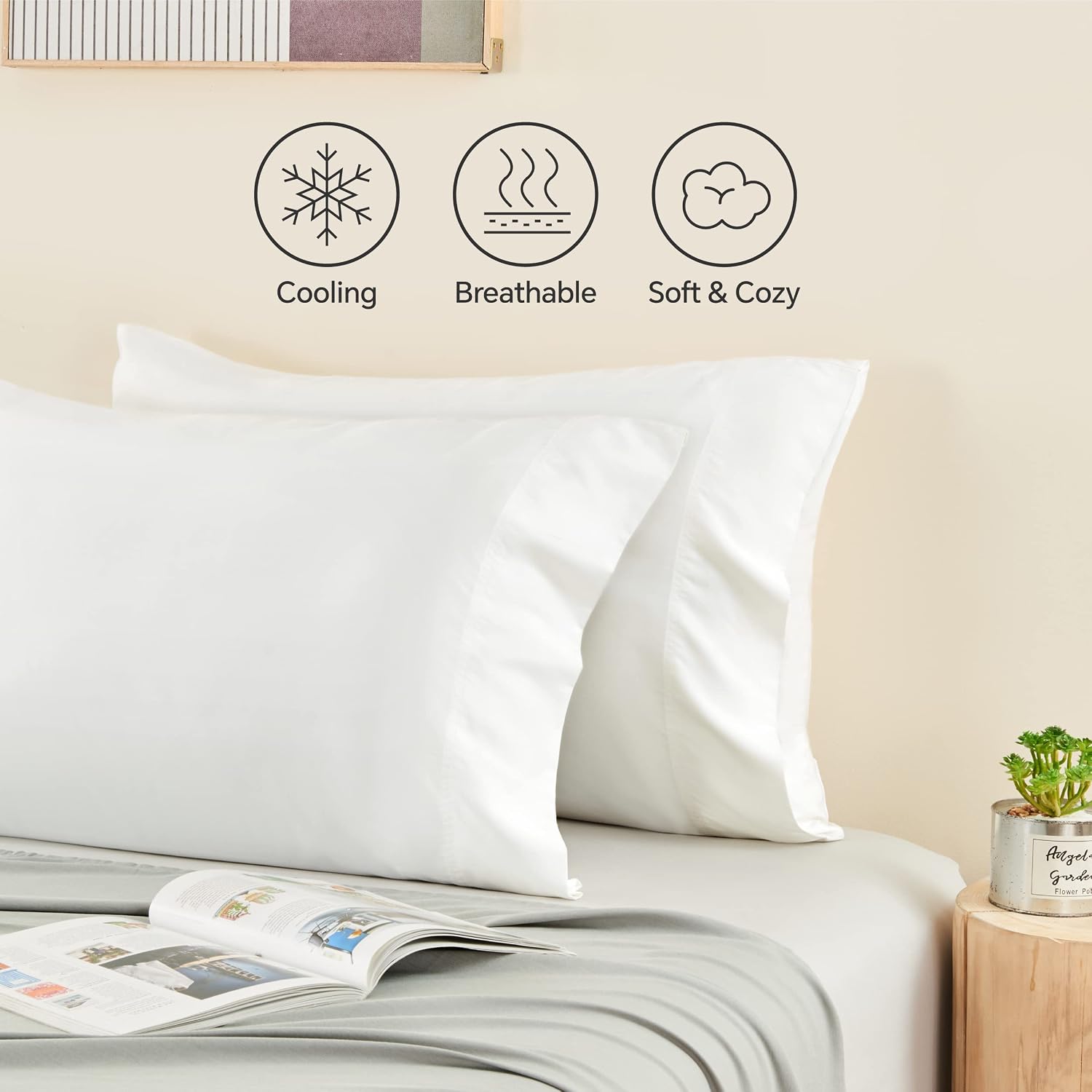 Bedelite King Size Pillow Cases Set of 2, Rayon Derived from Bamboo, Cooling Pillow Cases for Hot Sleepers & Night Sweats, Breathable and S…