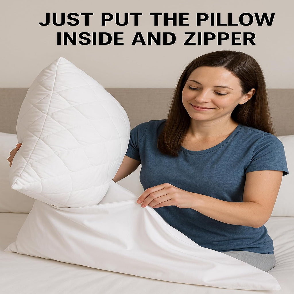 4 Pack Deluxe Zippered Vinyl Pillow Covers - Waterproof Protectors for Longer Lasting Pillows. Standard Size 20"x29". Ideal for Home…