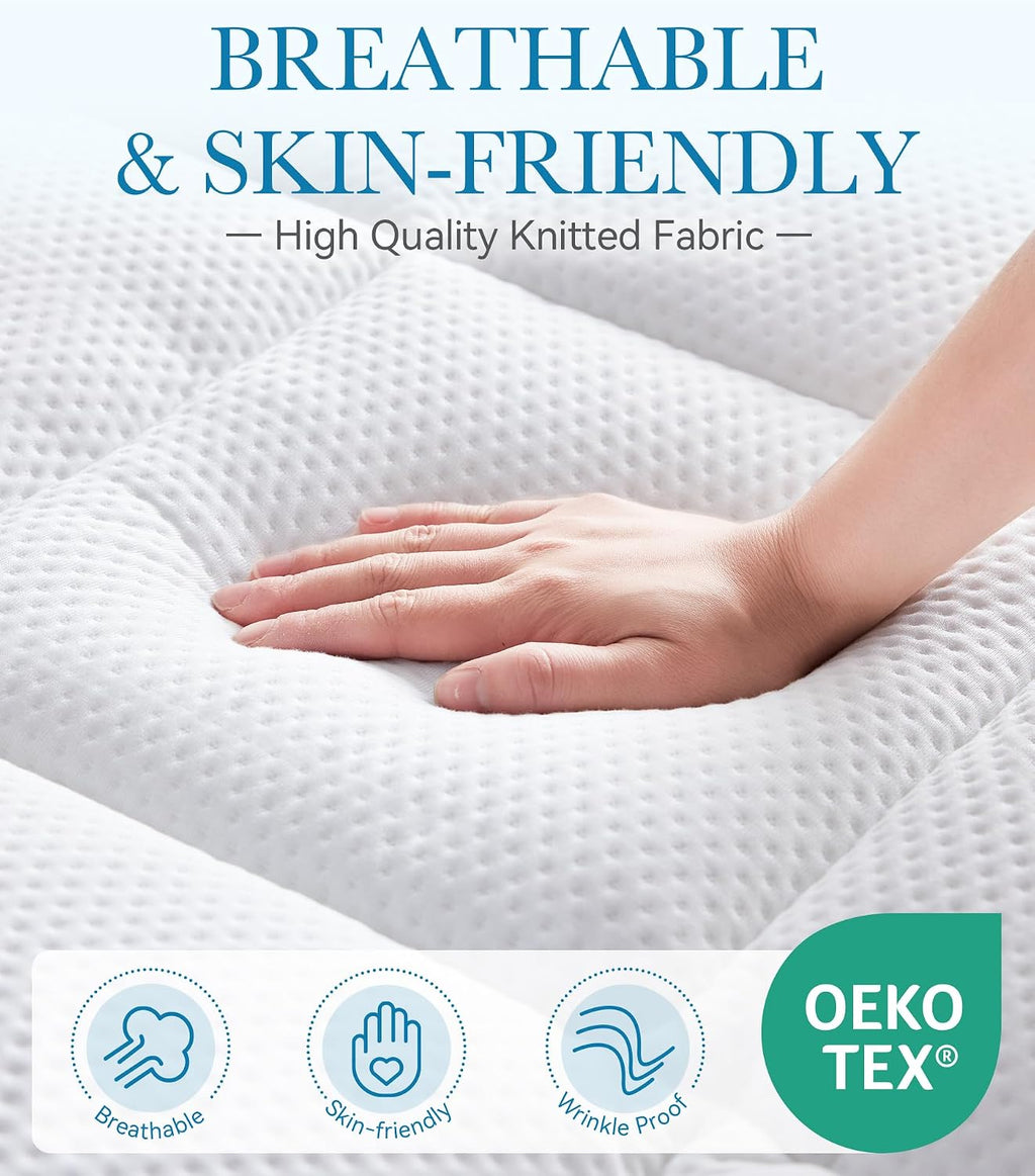 BDEUS Waterproof Dual Layer 3 Inch Memory Foam Mattress Topper Twin XL Size for Dorm Room, 2 Inch Gel Memory Foam Plus 500 GSM Down…