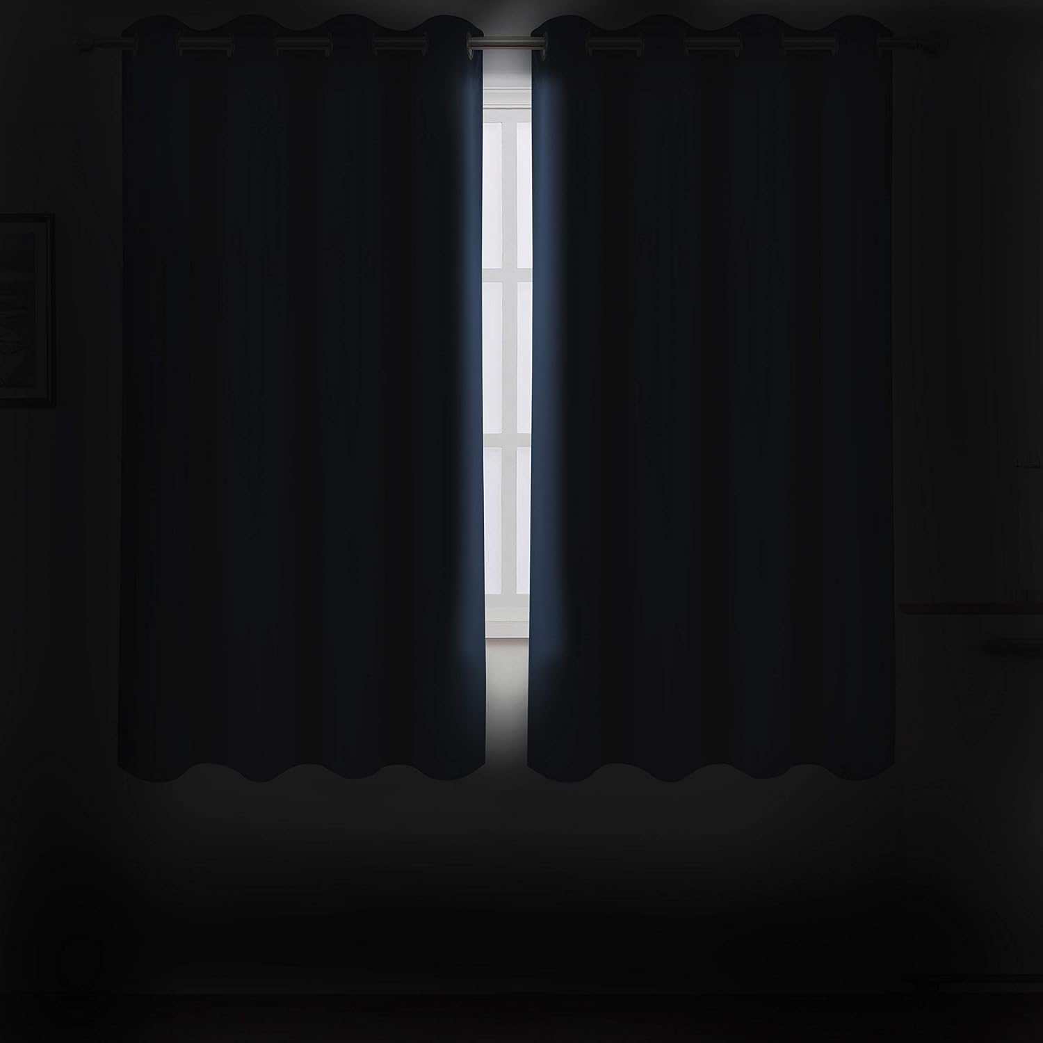 Lemomo Blackout Curtains 52 x 63 inch/Navy Blue Curtains Set of 2 Panels/Thermal Insulated Room Darkening Bedroom Curtains 63 inch Blue