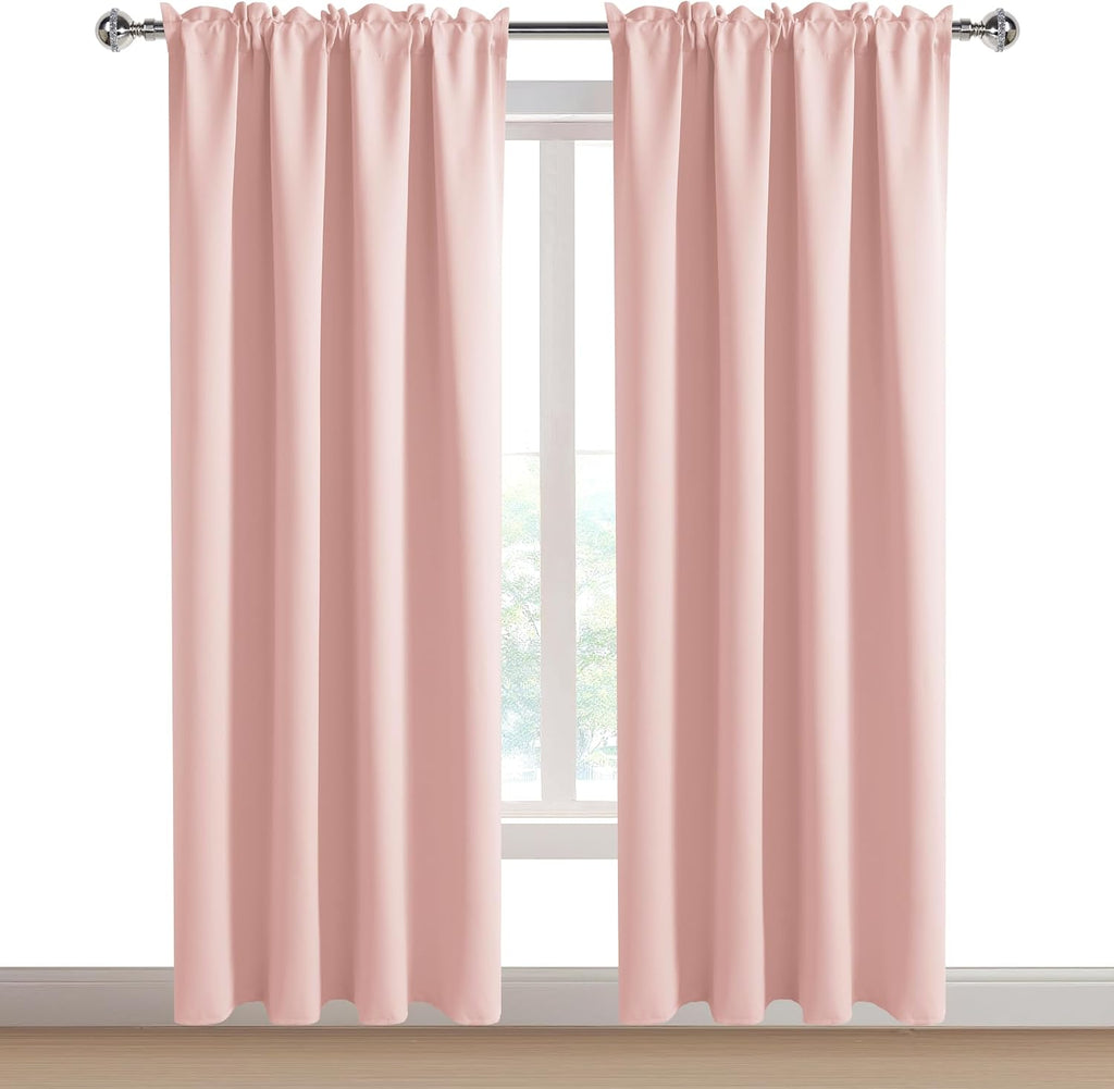 DWCN Blackout Curtains – Thermal Insulated, Energy Saving & Noise Reducing Bedroom and Living Room Curtains, Blush Pink, W 52x L 84 Inch…