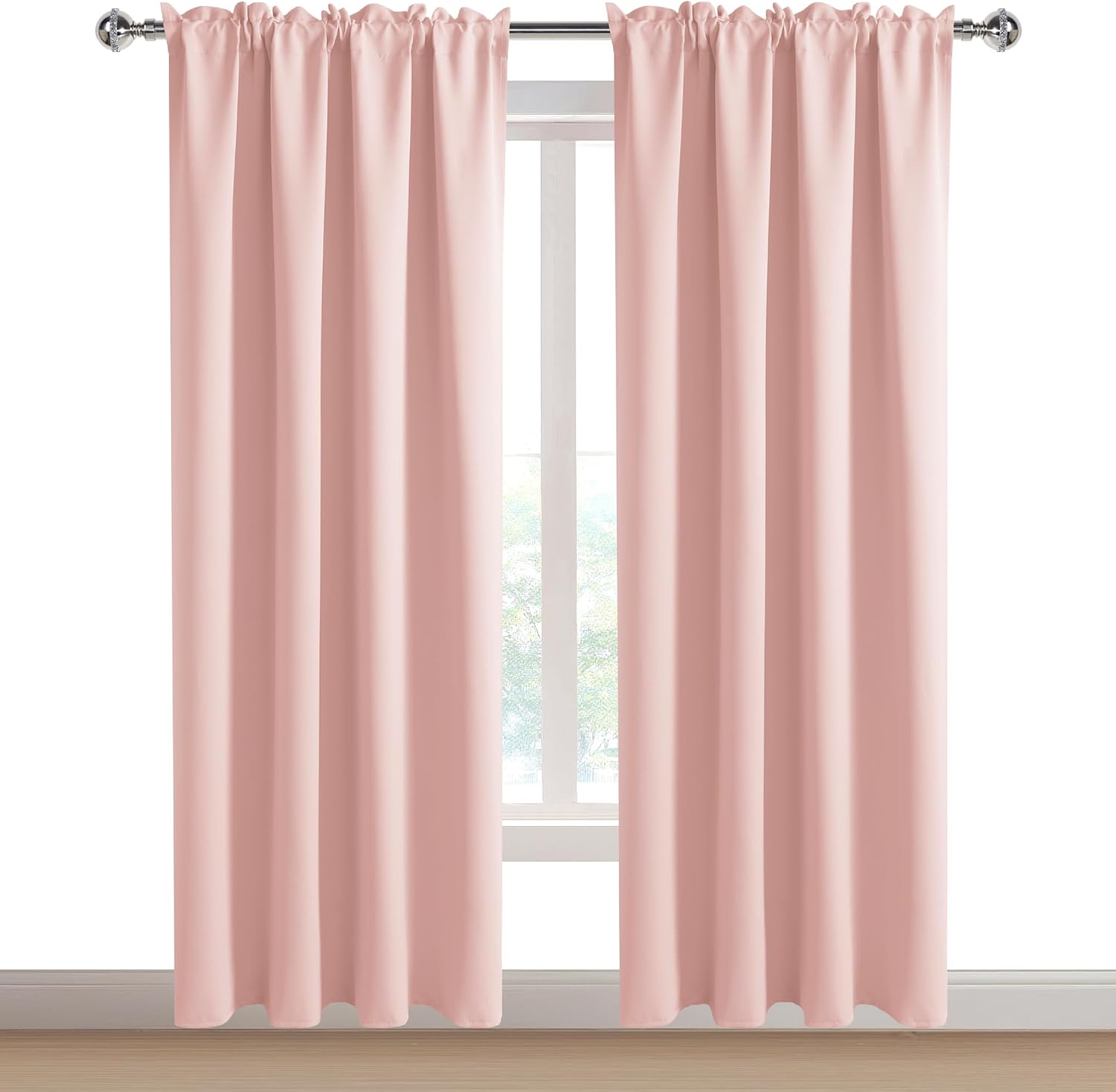 DWCN Blackout Curtains – Thermal Insulated, Energy Saving & Noise Reducing Bedroom and Living Room Curtains, Blush Pink, W 52x L 84 Inch…