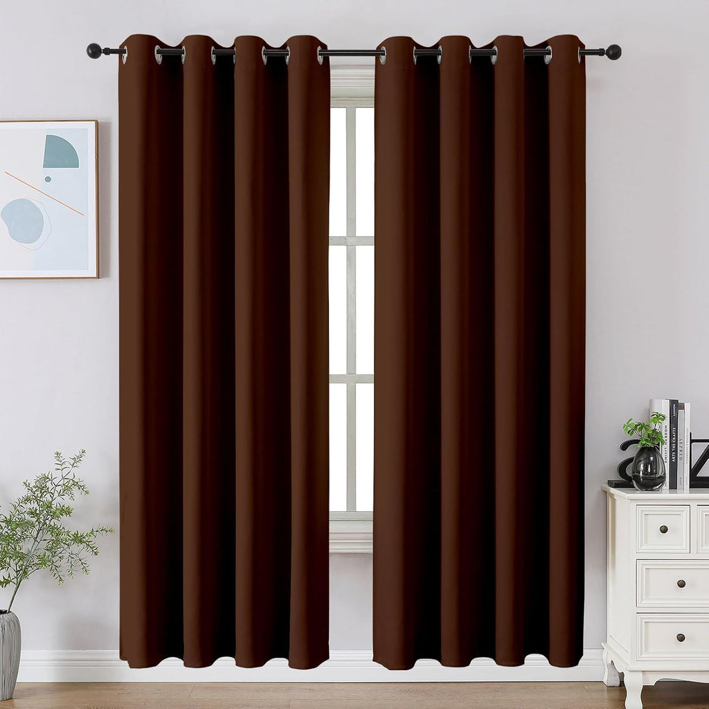 Cucraf Brown Blackout Curtains 72 inch Length 2 Panels Set, Room Darkening Drapes for Living Room Bedroom, Thermal Insulated Light Blocking…