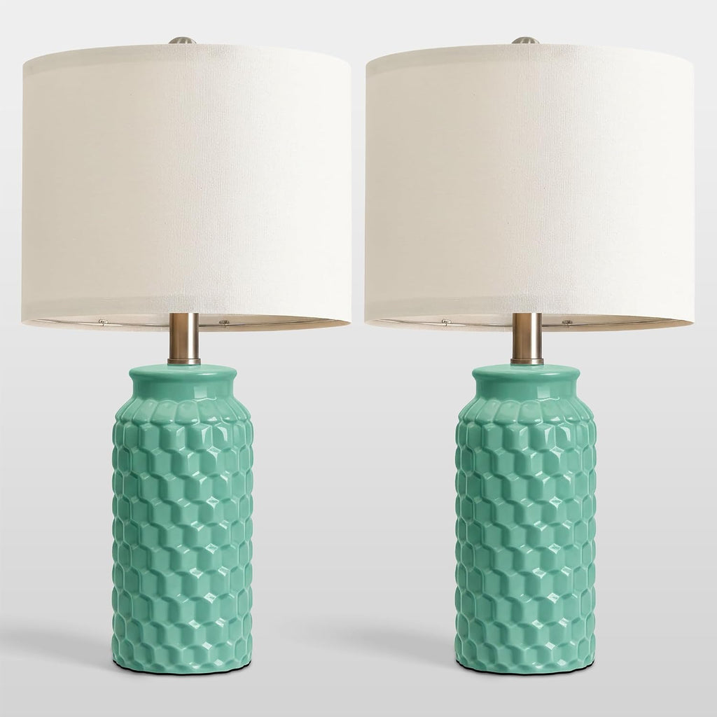 USumkky 20.5" Ceramic Table Lamps Set of 2 - Modern Farmhouse & Boho Style, Bedside Nightstand Lamps for Bedroom, Living Room End Table…