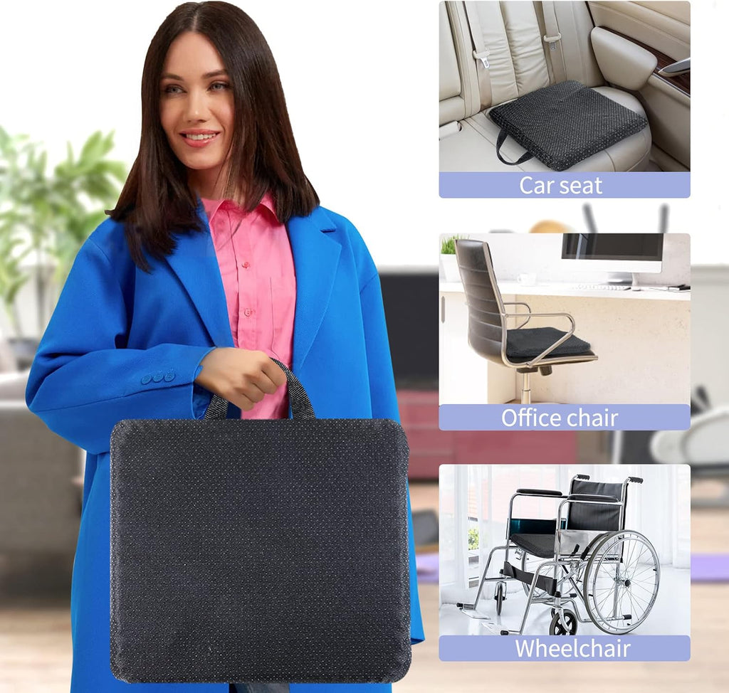 Fzitiy Gel Seat Cushion, for Long Sitting -Double Thick Gel Seat Cushion Breathable Honeycomb Chair Cushion with Non-Slip Cover for Office…