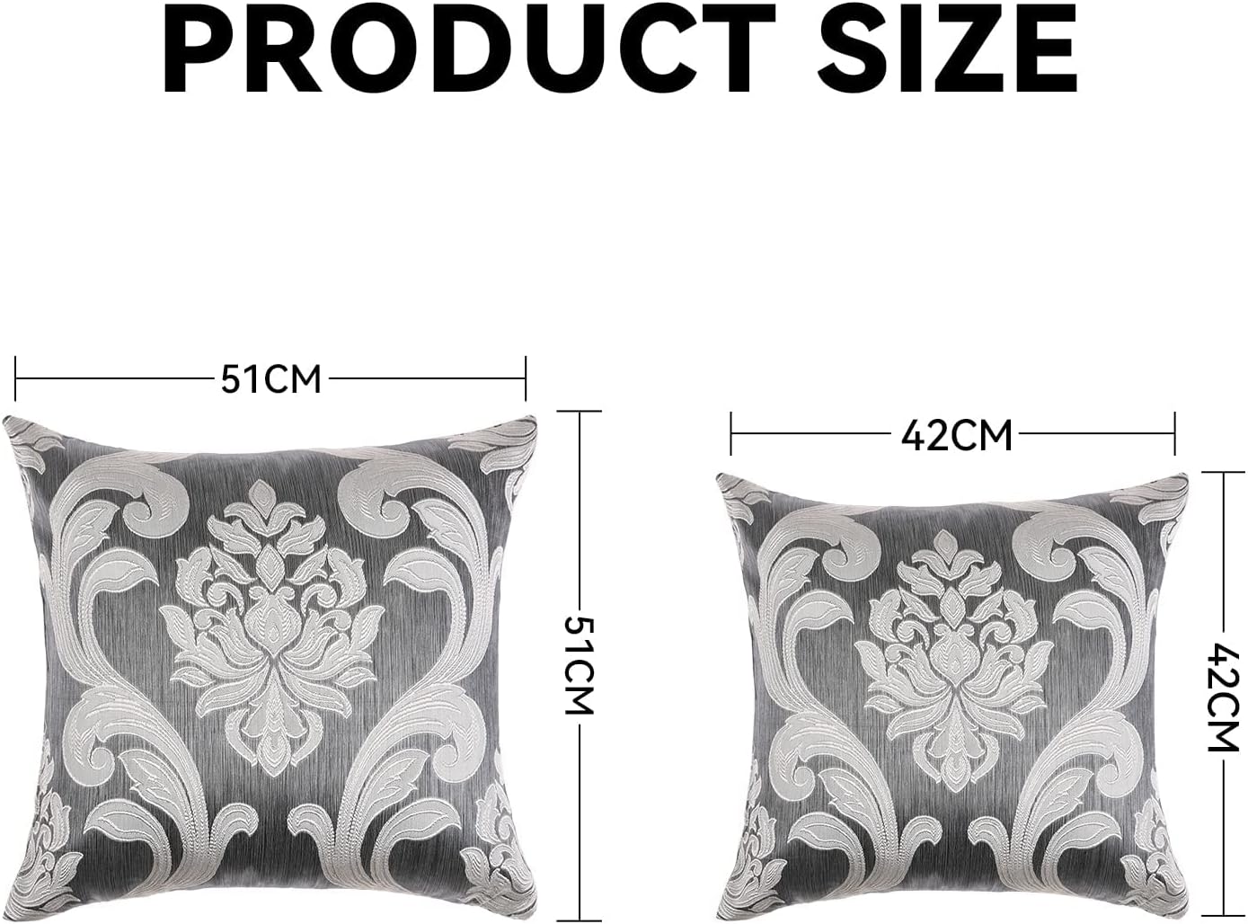 Napearl Throw Pillow Covers-Set of 2 with Silver Grey White Damask Jacquard Patterns Decorative Pillowcase for Couch, Sofa, Bed, Attractive…