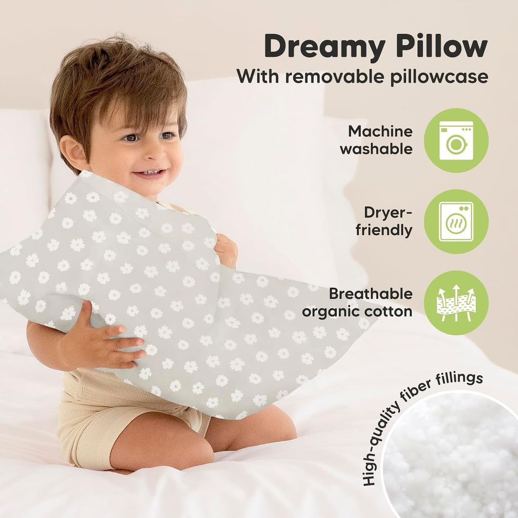 Toddler Pillow with Pillowcase - 13x18 My Little Dreamy Kids Travel Bed Pillows for Sleeping, Organic Cotton Small Pillowcase, Soft &…