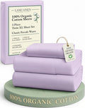 LaneLinen LANE LINEN 100% Organic Cotton Sustainably Produced Extra Large Twin Sheets for Hospital Bed, Fully Elasticized Reinforsed Seams,…