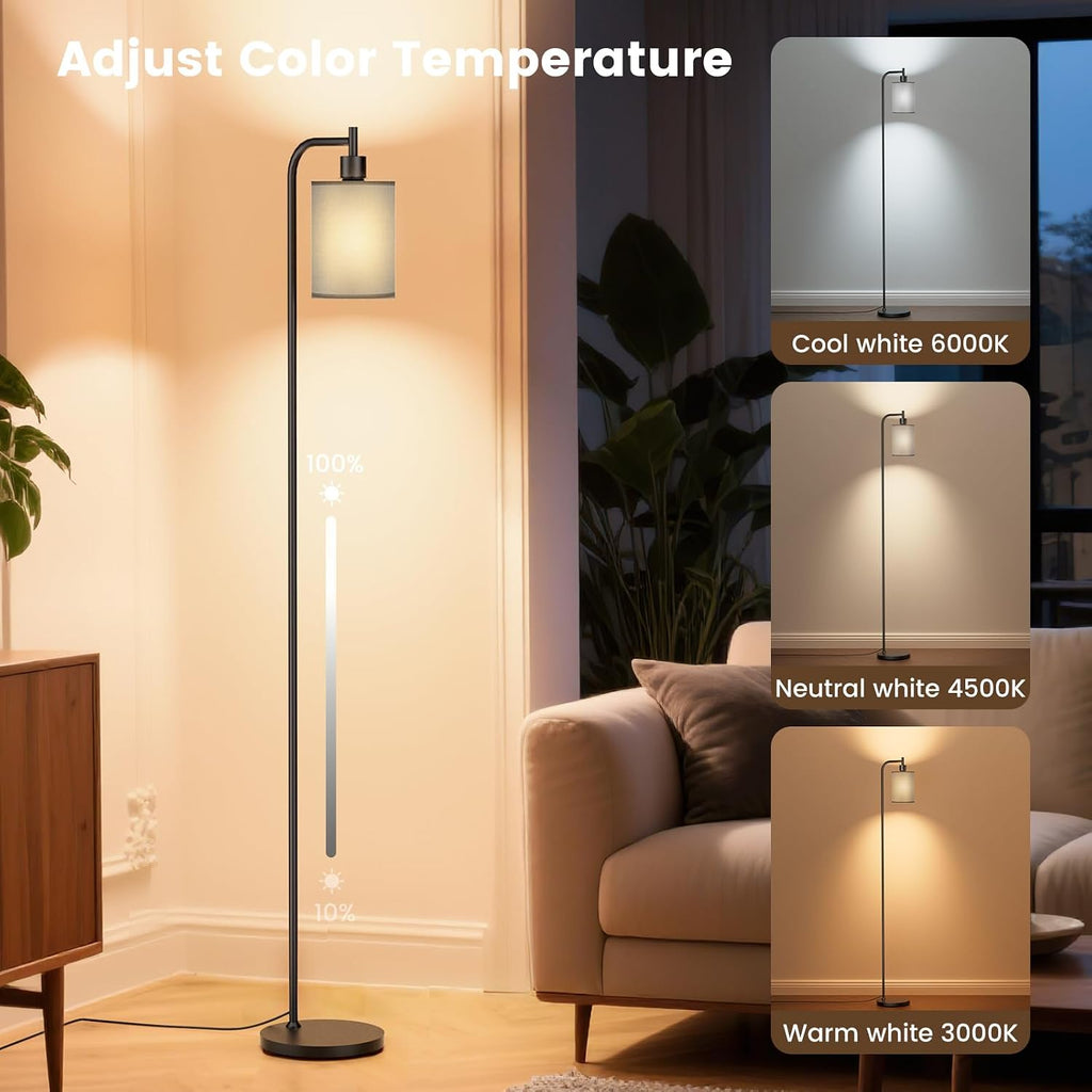 SIBRILLE Floor Lamp with Linen Shade, Dimmable Tall Standing Lamp with Remote Control & 3 Color Temperatures, Modern Floor Lamps for…