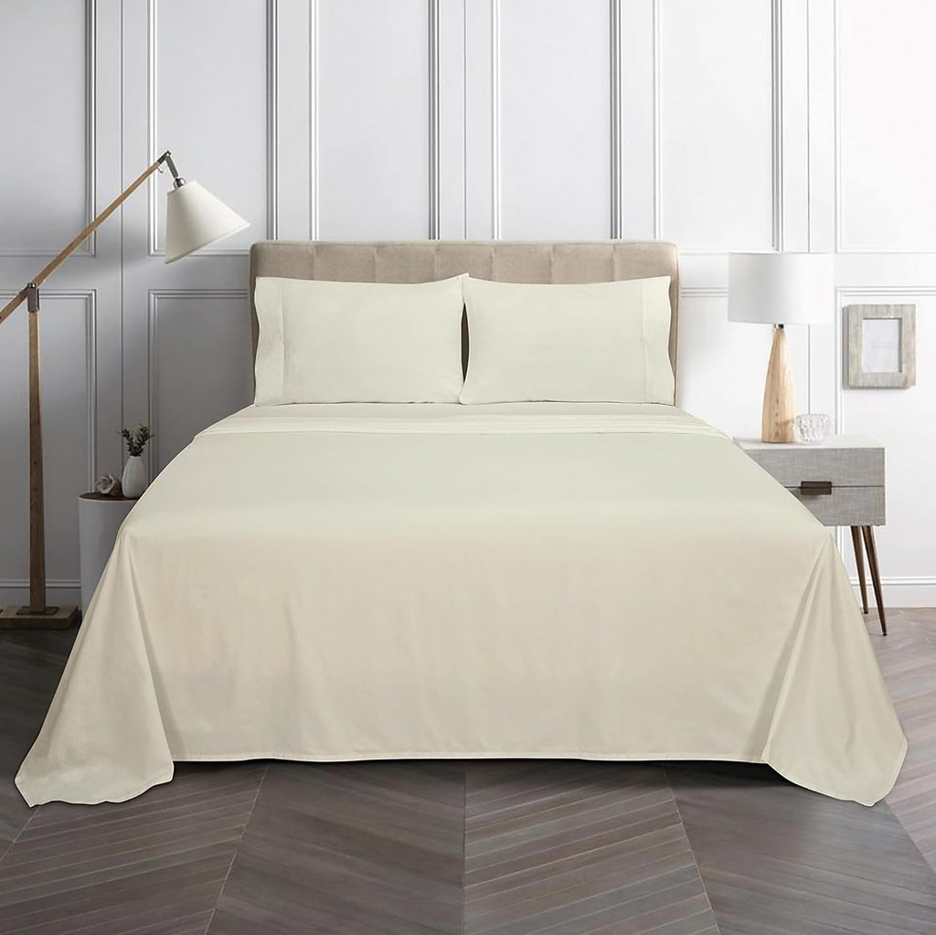 Royalelinens ROYALE LINENS Bamboo Viscose King Sheet Set - Cooling Bed Sheet Set - 1 Fitted, 1 Flat & 2 Pillowcase - Fits Up to 16" - Organ…