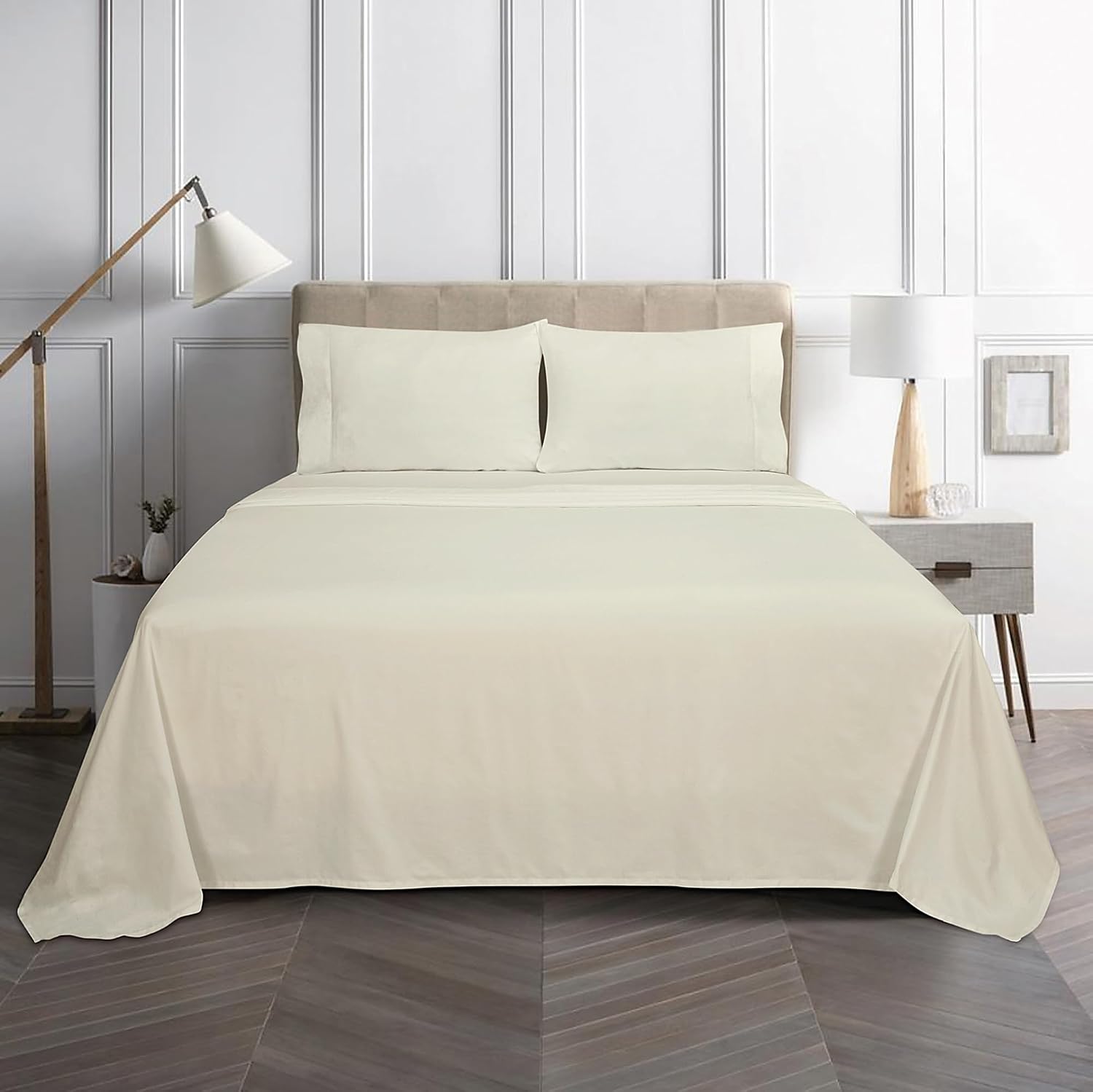 Royalelinens ROYALE LINENS Bamboo Viscose King Sheet Set - Cooling Bed Sheet Set - 1 Fitted, 1 Flat & 2 Pillowcase - Fits Up to 16" - Organ…