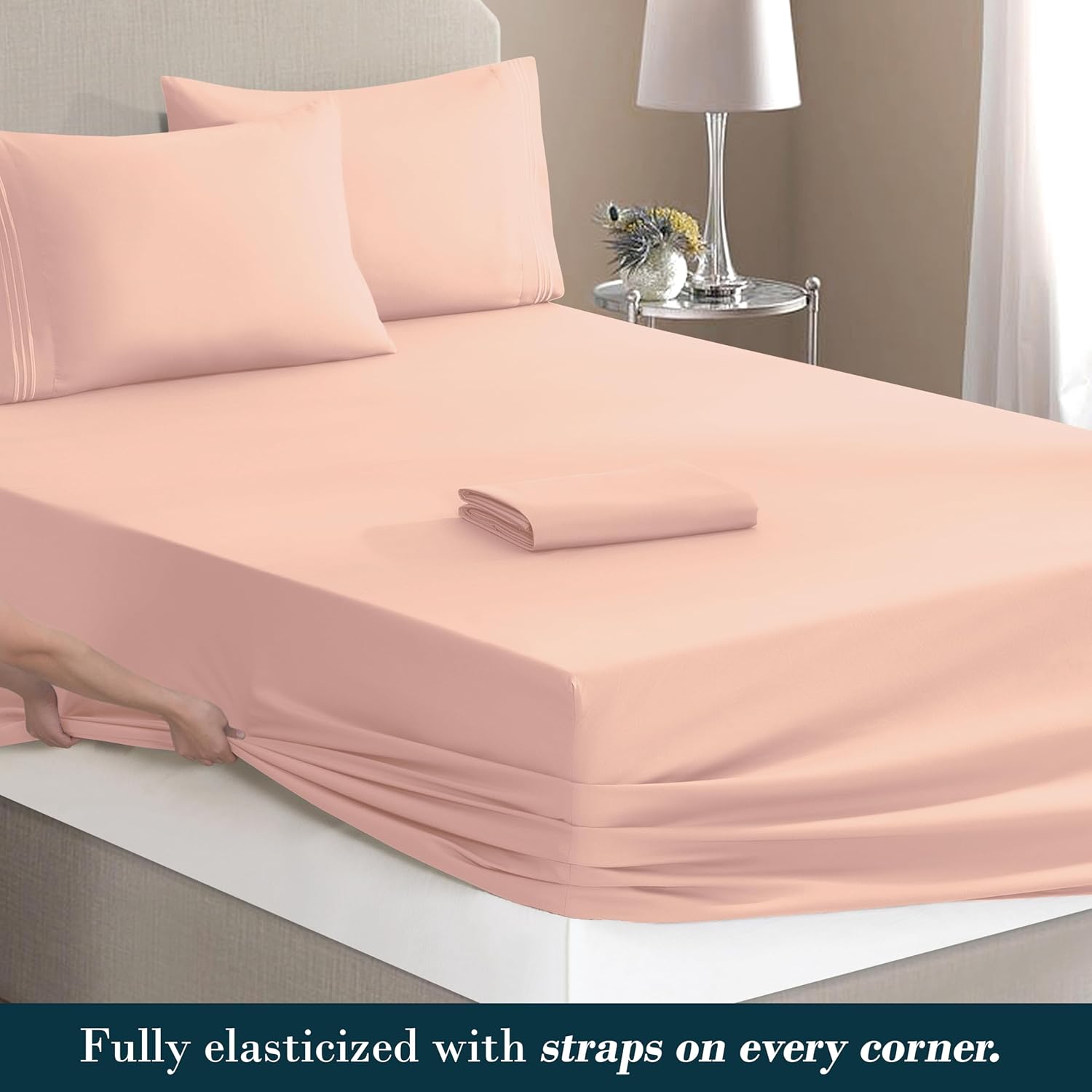MocassiLuxuryBedding Mocassi Full Size 4-Piece Bed Sheet Set - 1800 Hotel Quality Microfiber 18-24 Inches Extra Deep Pocket Fitted Sheet- L…