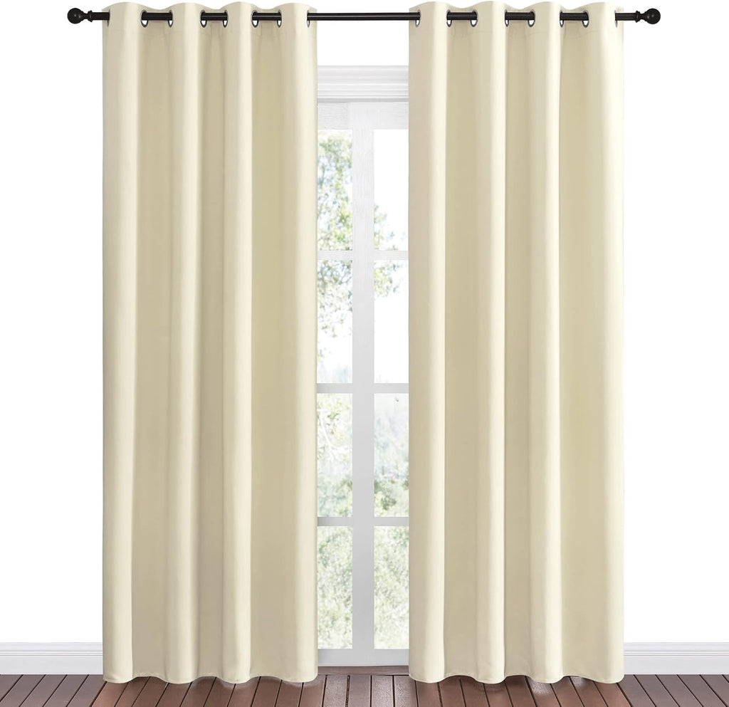 Nicetown Beige Room Darkening Curtains 86" Long for Boho Farmhouse Home Decoration, Window Treatment Total Privacy Drape Panels for Bedroom…