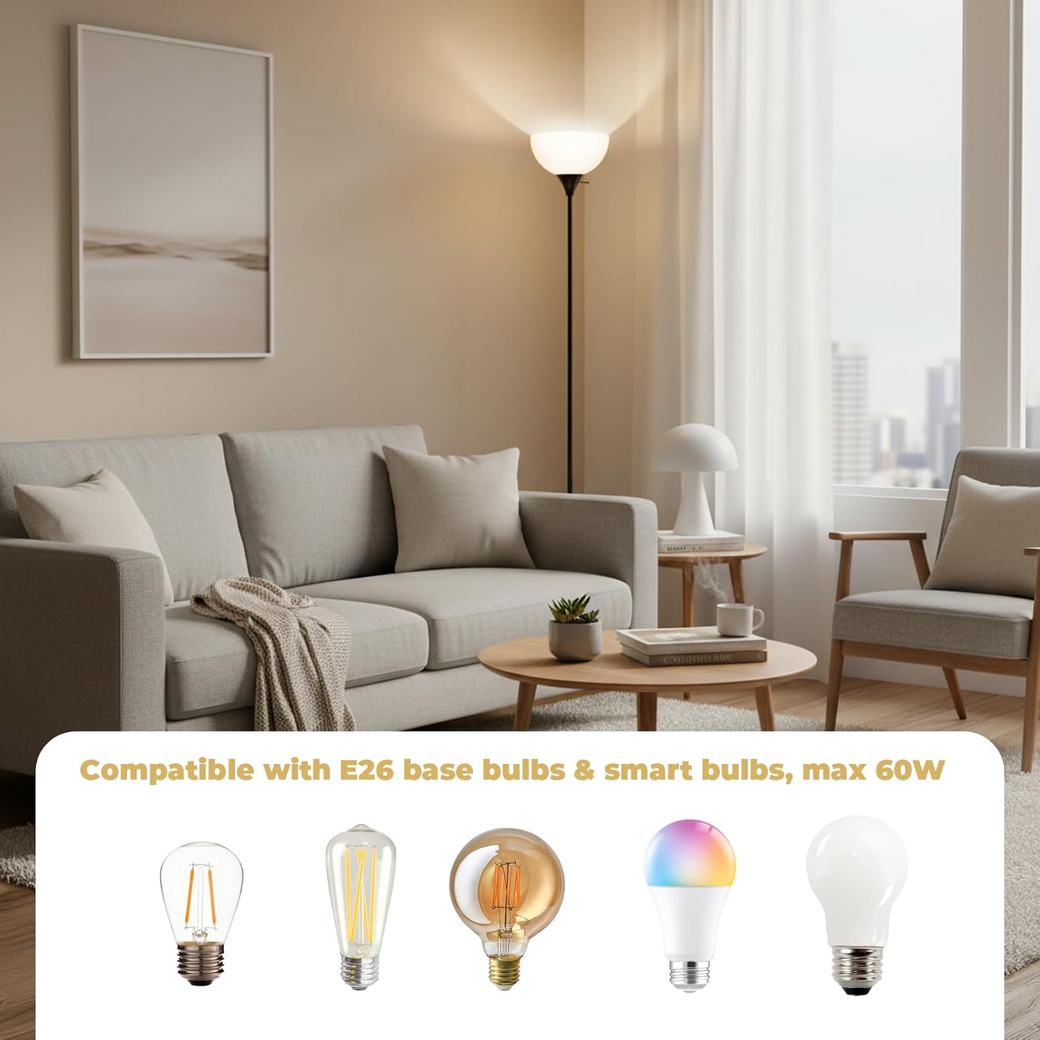 Lalisu Floor Lamp, Standing Lamps with White Plastic Shade, Led Floor Lamp Rotary Switch Floor Lamps Modern Industrial Lamp, Tall Lamps for…