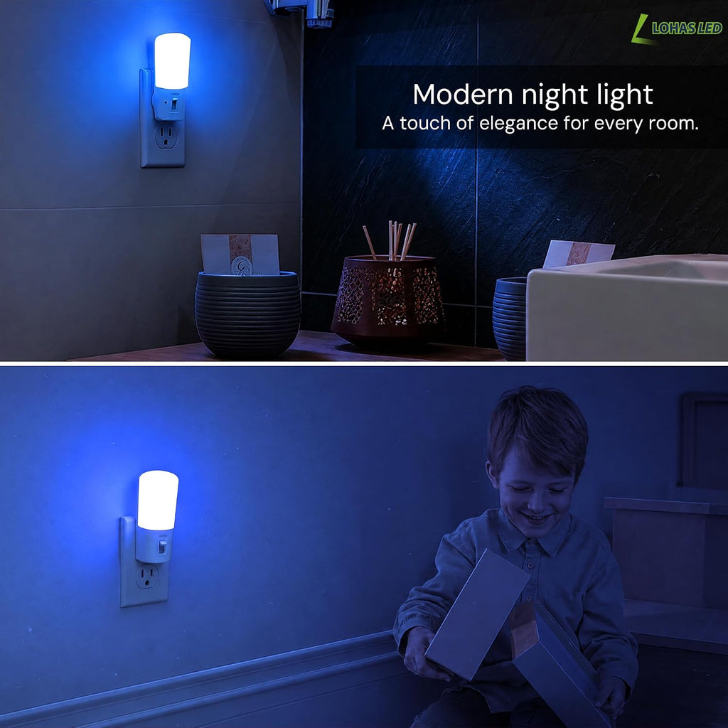 Llohasled LOHAS-LED Blue Night Light Plug in, 2 Pack Dimmable LED Night Lights, Decorative Wall Blue Light, Dusk to Dawn Sensor, Adjustable…