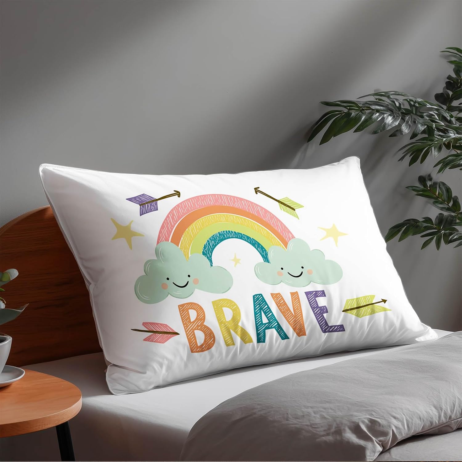 HOMETITUTE Pillow Covers Decorative Pack of 2 Satin 12x20 Inch Rainbow Cloud Art Lumbar Throw Pillow Cases for Sofa Couch Living Room…