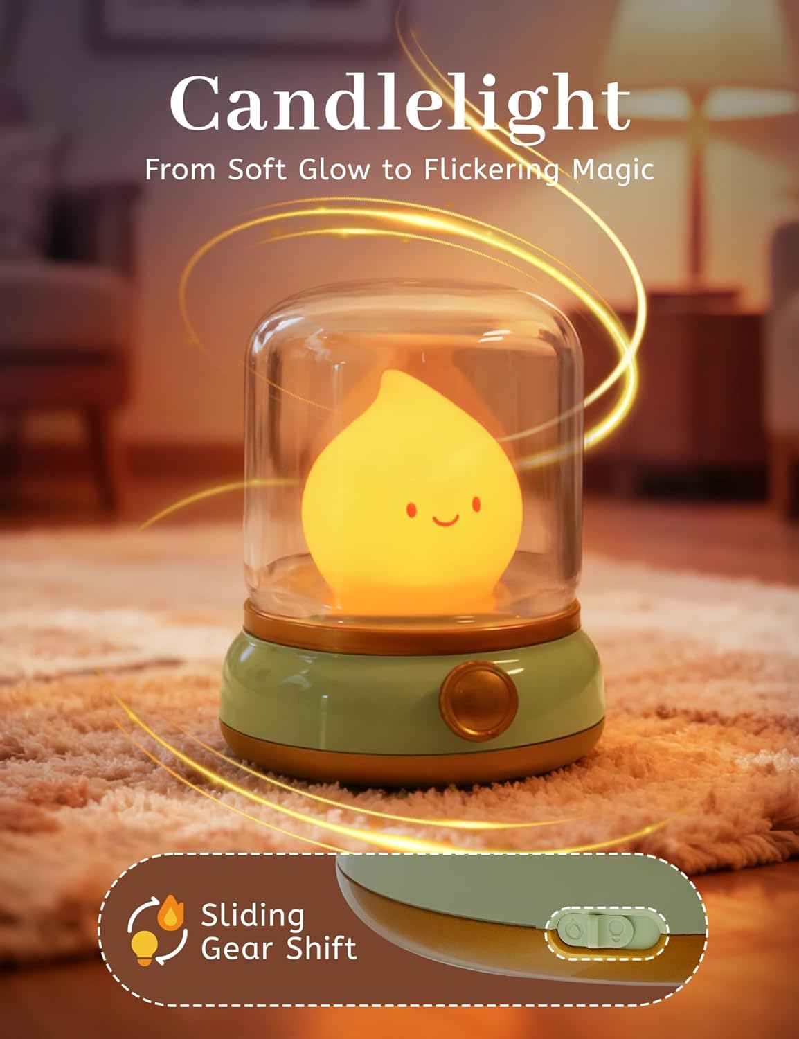 WANIDEA Chibi Flame Lamp, Sleep White Noise Machine Night Light, Waterproof Shower Lamp5 White Noise with 4 Level Volume Adjustment…