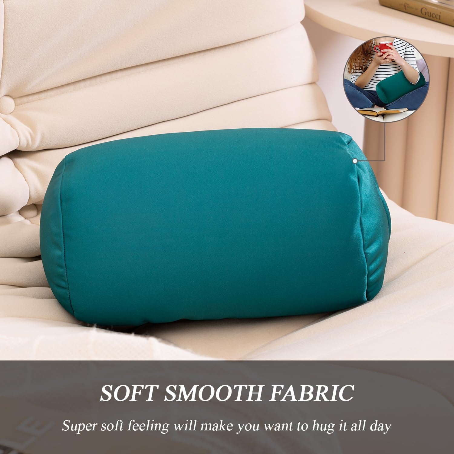 2Pcs Microbead Bolster Tube Neck Bed Body Pillows, 12 x 7 inches Squish Bean Bag Microbead Pillow for Sleeping Home Travel Neck Lumbar…