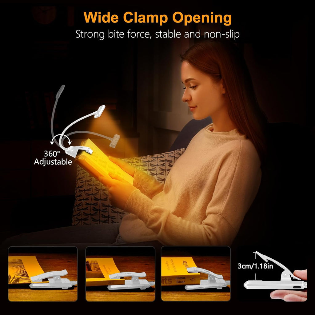 Gritin 19 LED Rechargeable Book Light for Reading in Bed with Memory Function- Eye Caring 3 Color Temperatures, Stepless Dimming…